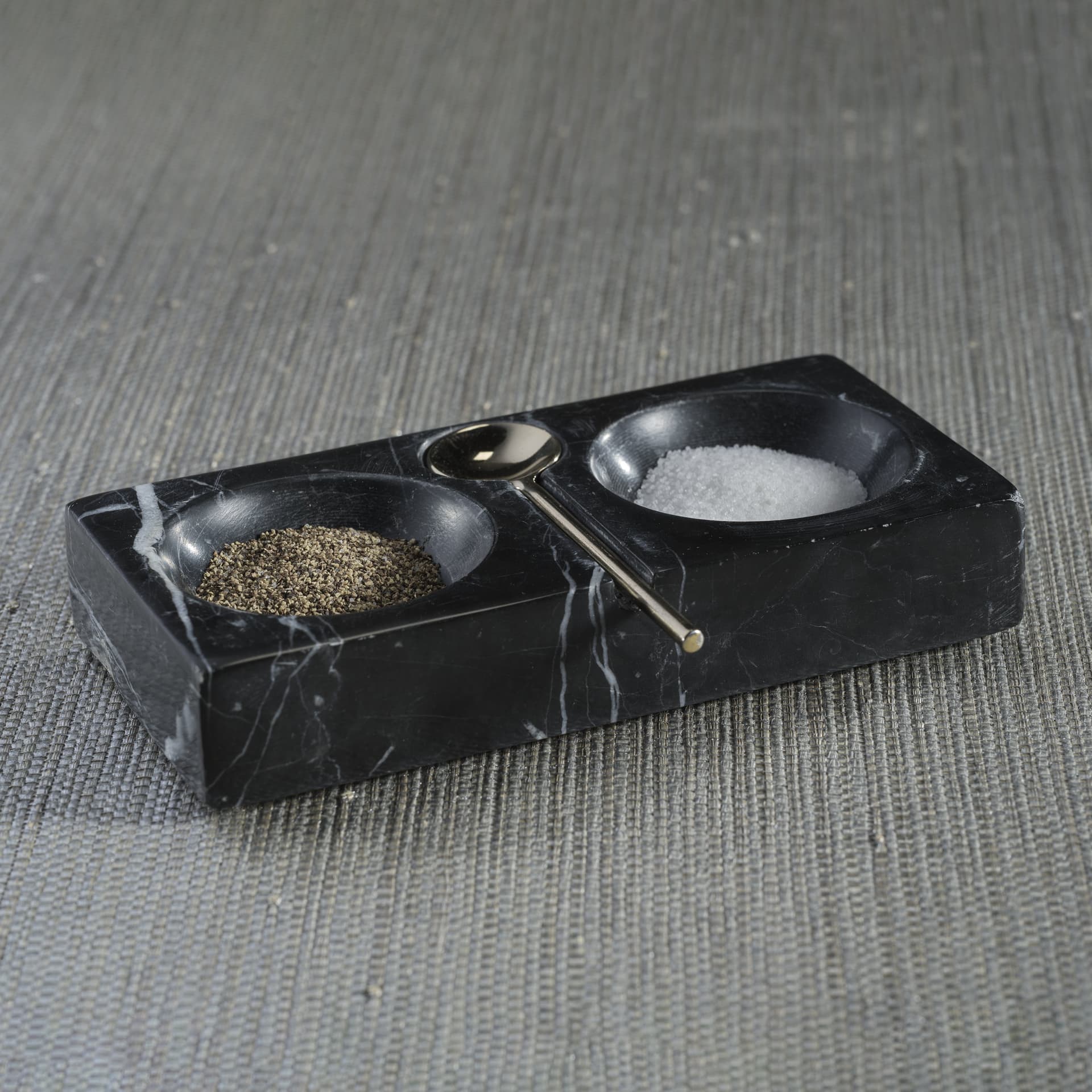 Marble Salt and Pepper Dish with Spoon