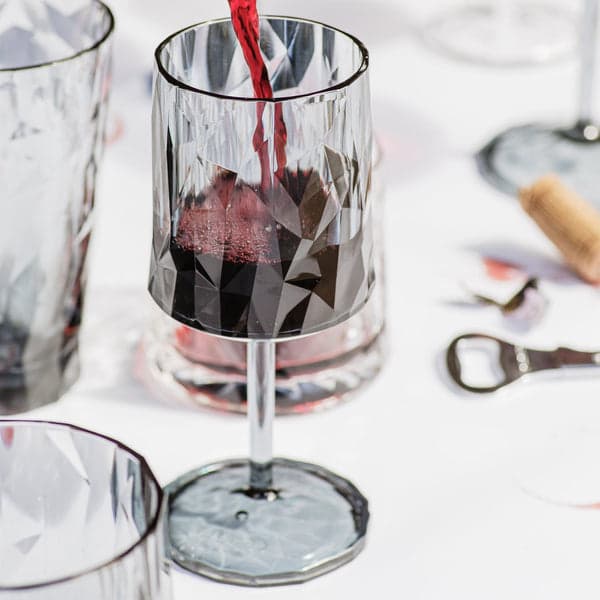 Superglass Polycarbonate smoke gray wine Glass